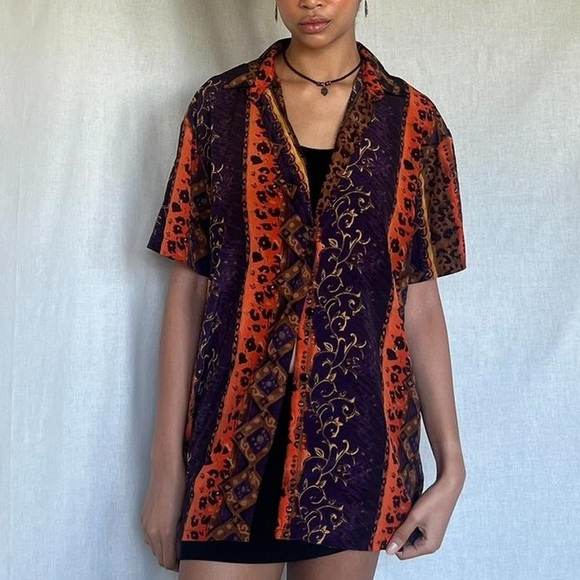 90’s short sleeve button up shirt, Marla Kim, Sz. XL - Picture 5 of 8